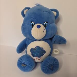 Care Bears Grumpy Bear Plush Blue Just Play 2015 Glitter Cloud WORKING